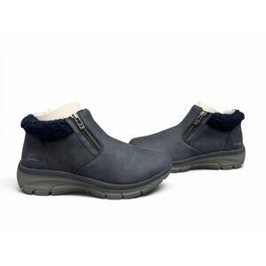 Skechers Easy Going Social Mode Vegan Ankle Boots Women’s 9.5 Navy NIB